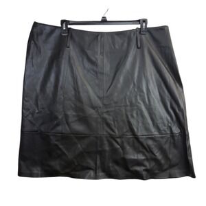 City Chic 22 Faux Leather Mini Skirt Black Untamed A-Line High Waist Zip Vegan